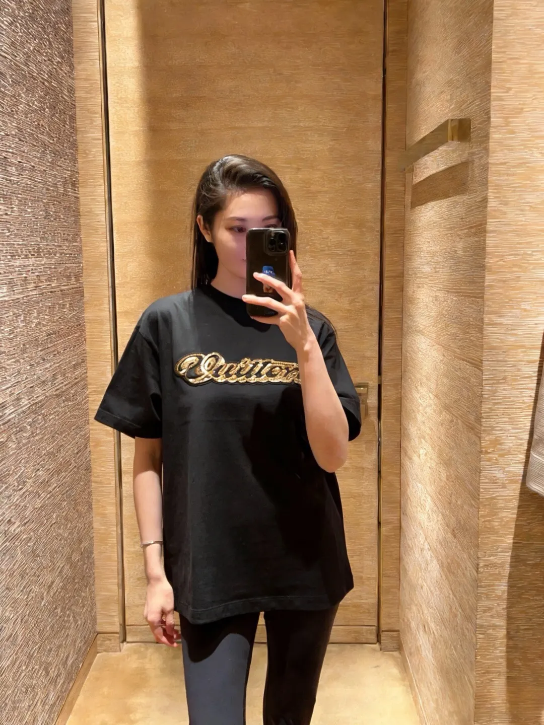 Louis Vuitton/Louis Vuitton Gold sequin letter logo short sleeves